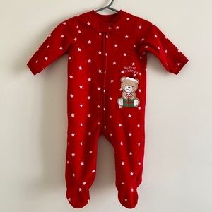 *EUC* Little Me My First Christmas Fleece Pajama Onesie